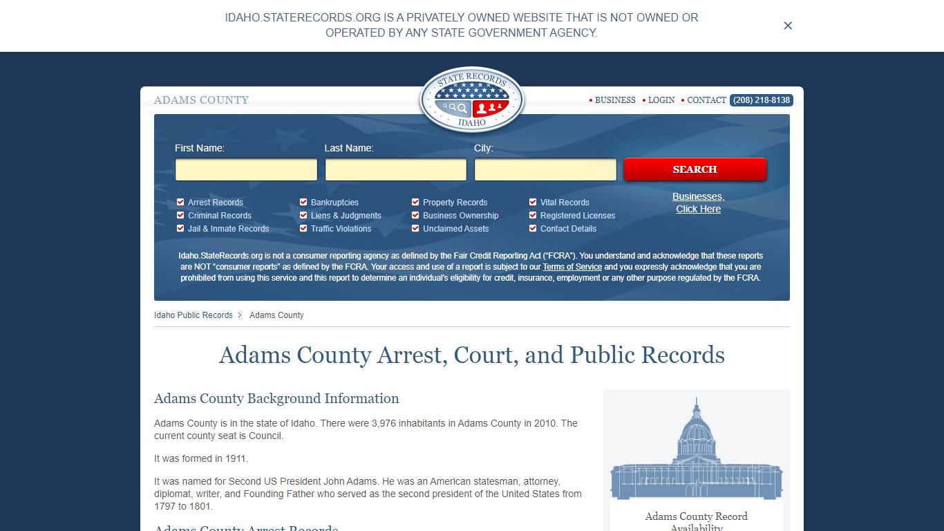 Adams County Arrest, Court, and Public Records